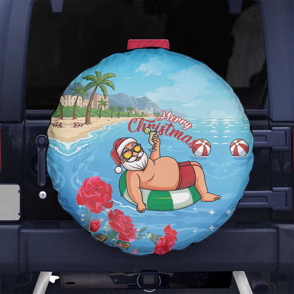 Monaco Christmas Spare Tire Cover Swimming Santa Claus - Wonder Print Shop