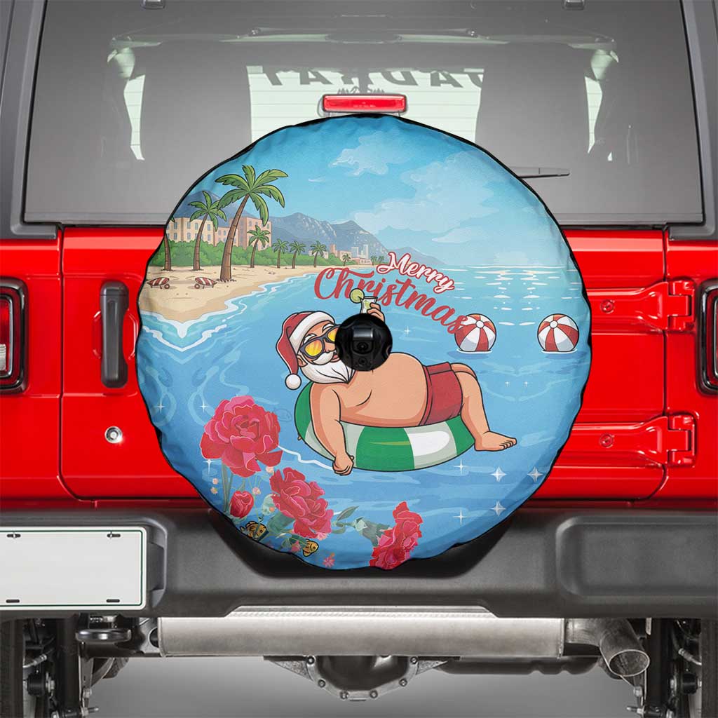 Monaco Christmas Spare Tire Cover Swimming Santa Claus - Wonder Print Shop