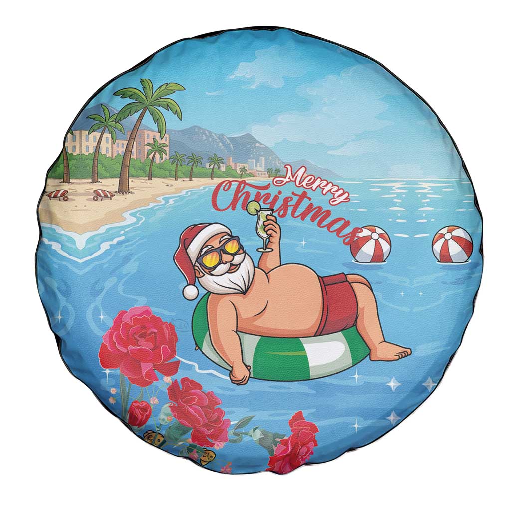 Monaco Christmas Spare Tire Cover Swimming Santa Claus - Wonder Print Shop