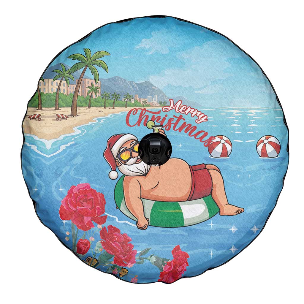 Monaco Christmas Spare Tire Cover Swimming Santa Claus - Wonder Print Shop