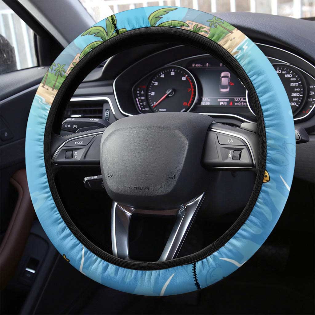Monaco Christmas Steering Wheel Cover Swimming Santa Claus - Wonder Print Shop