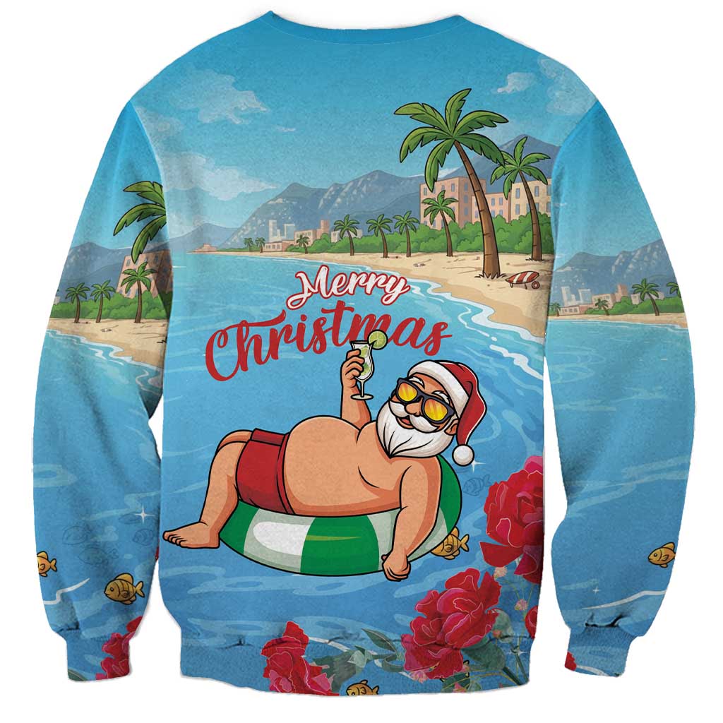 Monaco Christmas Sweatshirt Swimming Santa Claus - Wonder Print Shop