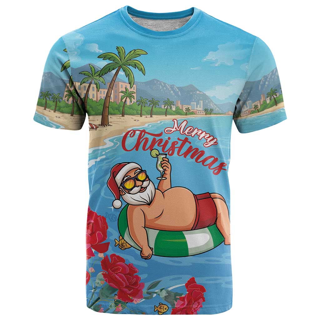 Monaco Christmas T Shirt Swimming Santa Claus - Wonder Print Shop