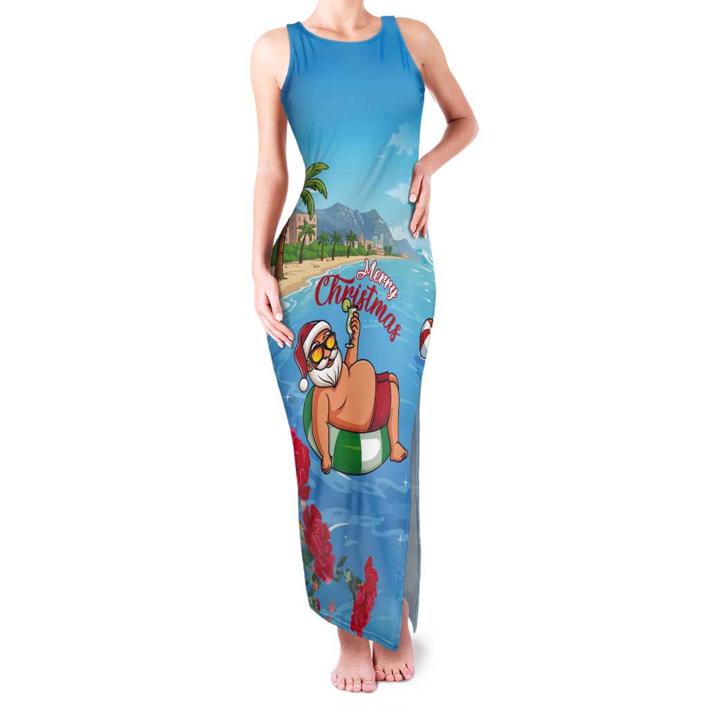 Monaco Christmas Tank Maxi Dress Swimming Santa Claus - Wonder Print Shop
