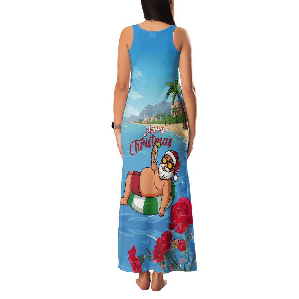 Monaco Christmas Tank Maxi Dress Swimming Santa Claus - Wonder Print Shop
