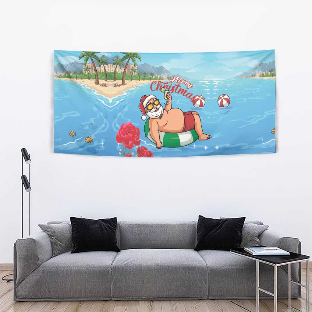 Monaco Christmas Tapestry Swimming Santa Claus - Wonder Print Shop