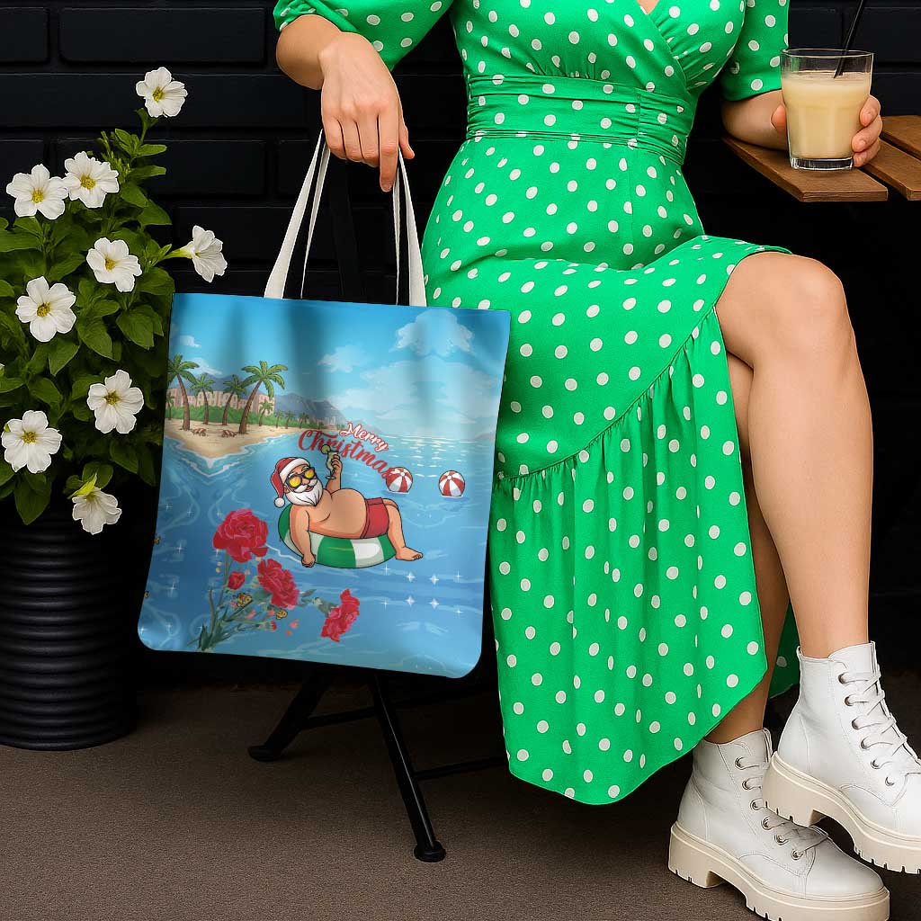Monaco Christmas Tote Bag Swimming Santa Claus - Wonder Print Shop