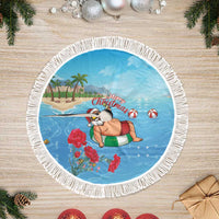 Monaco Christmas Tree Skirt Swimming Santa Claus - Wonder Print Shop