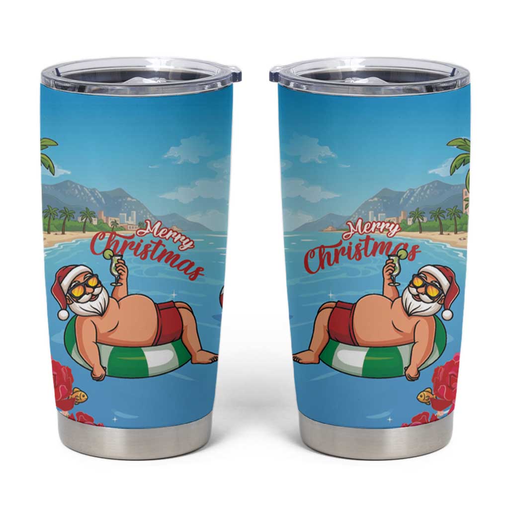Monaco Christmas Tumbler Cup Swimming Santa Claus - Wonder Print Shop