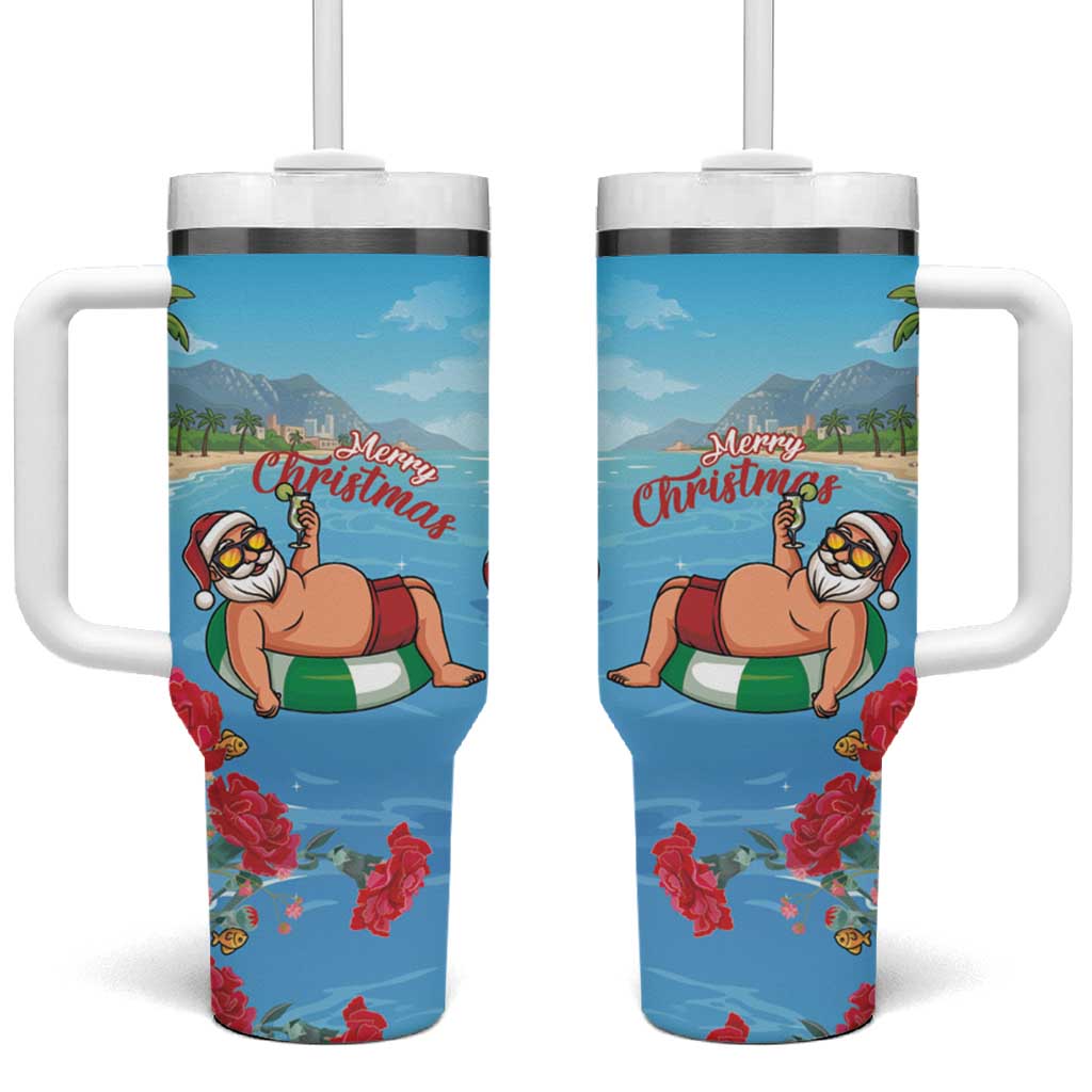 Monaco Christmas Tumbler With Handle Swimming Santa Claus - Wonder Print Shop