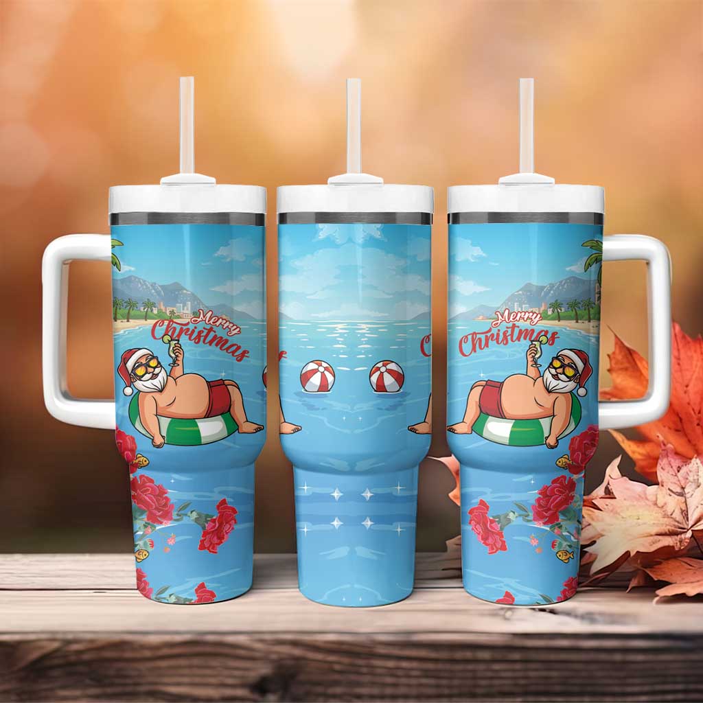 Monaco Christmas Tumbler With Handle Swimming Santa Claus - Wonder Print Shop