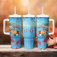 Monaco Christmas Tumbler With Handle Swimming Santa Claus - Wonder Print Shop