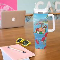 Monaco Christmas Tumbler With Handle Swimming Santa Claus - Wonder Print Shop