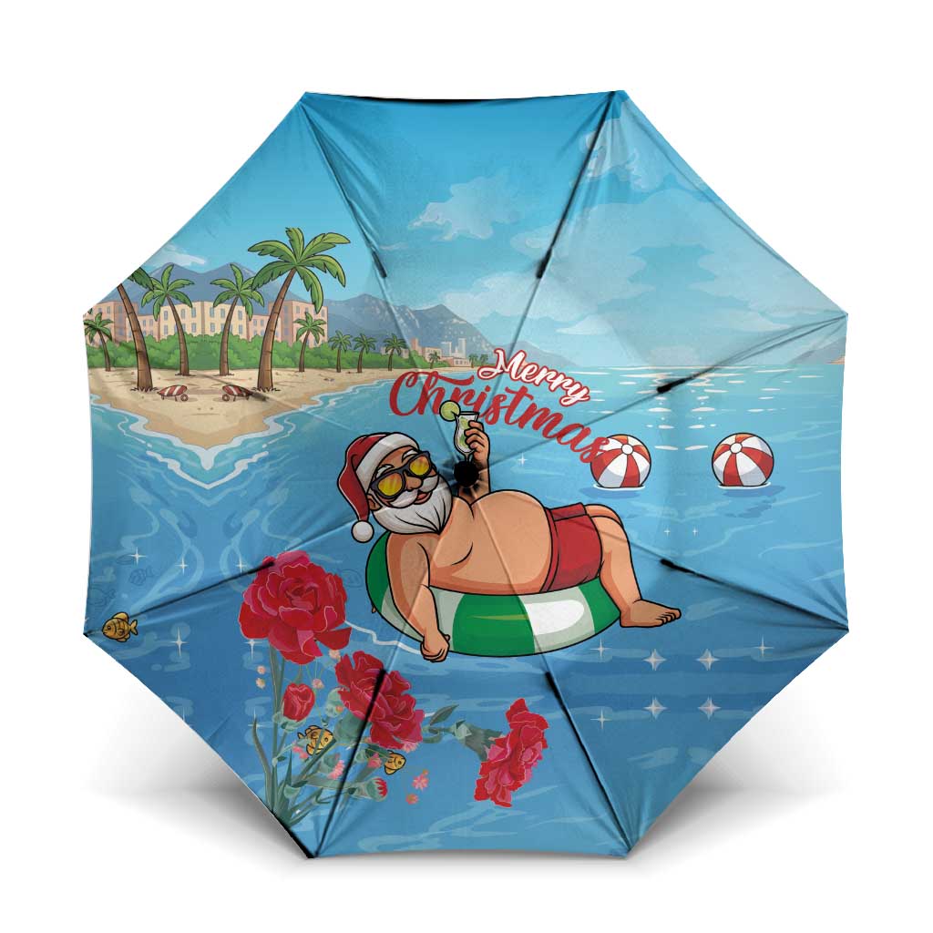 Monaco Christmas Umbrella Swimming Santa Claus - Wonder Print Shop