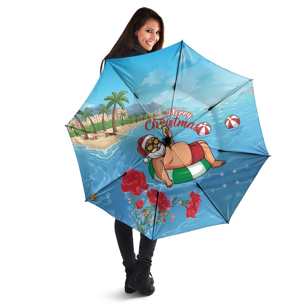 Monaco Christmas Umbrella Swimming Santa Claus - Wonder Print Shop