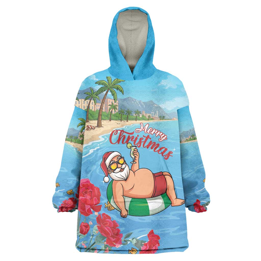 Monaco Christmas Wearable Blanket Hoodie Swimming Santa Claus - Wonder Print Shop