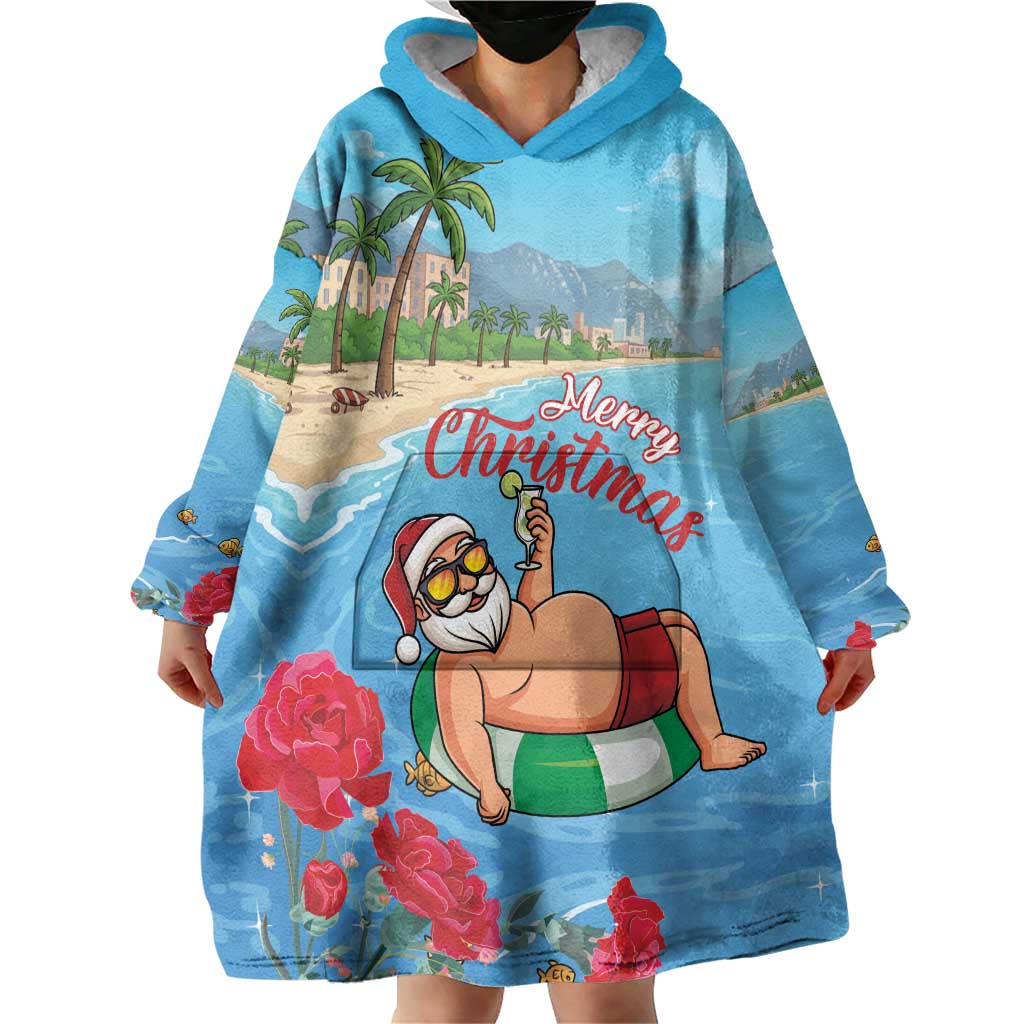 Monaco Christmas Wearable Blanket Hoodie Swimming Santa Claus - Wonder Print Shop