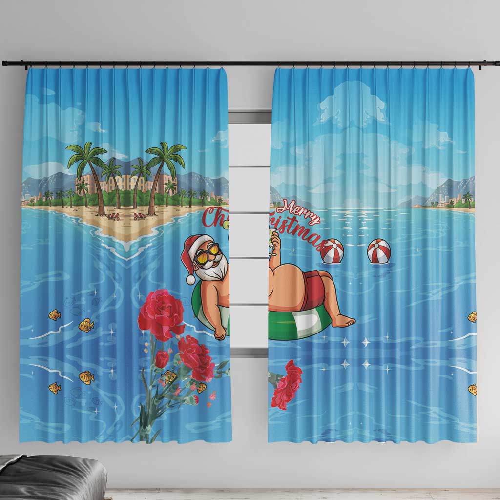 Monaco Christmas Window Curtain Swimming Santa Claus - Wonder Print Shop