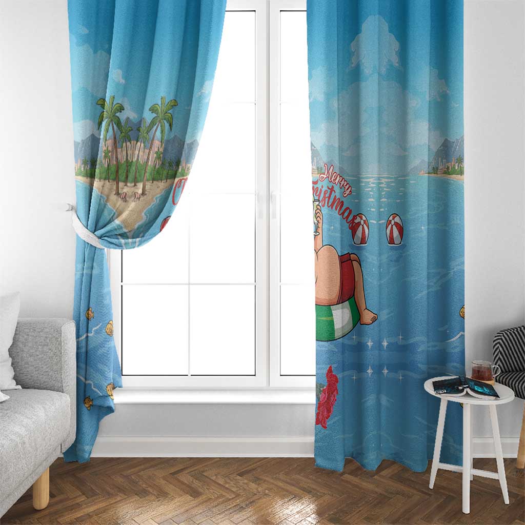 Monaco Christmas Window Curtain Swimming Santa Claus - Wonder Print Shop