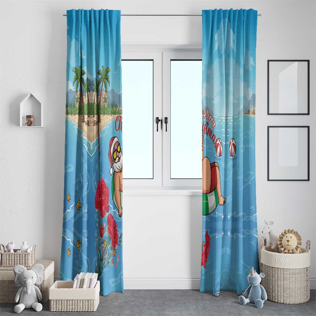 Monaco Christmas Window Curtain Swimming Santa Claus - Wonder Print Shop