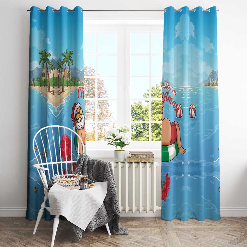 Monaco Christmas Window Curtain Swimming Santa Claus - Wonder Print Shop