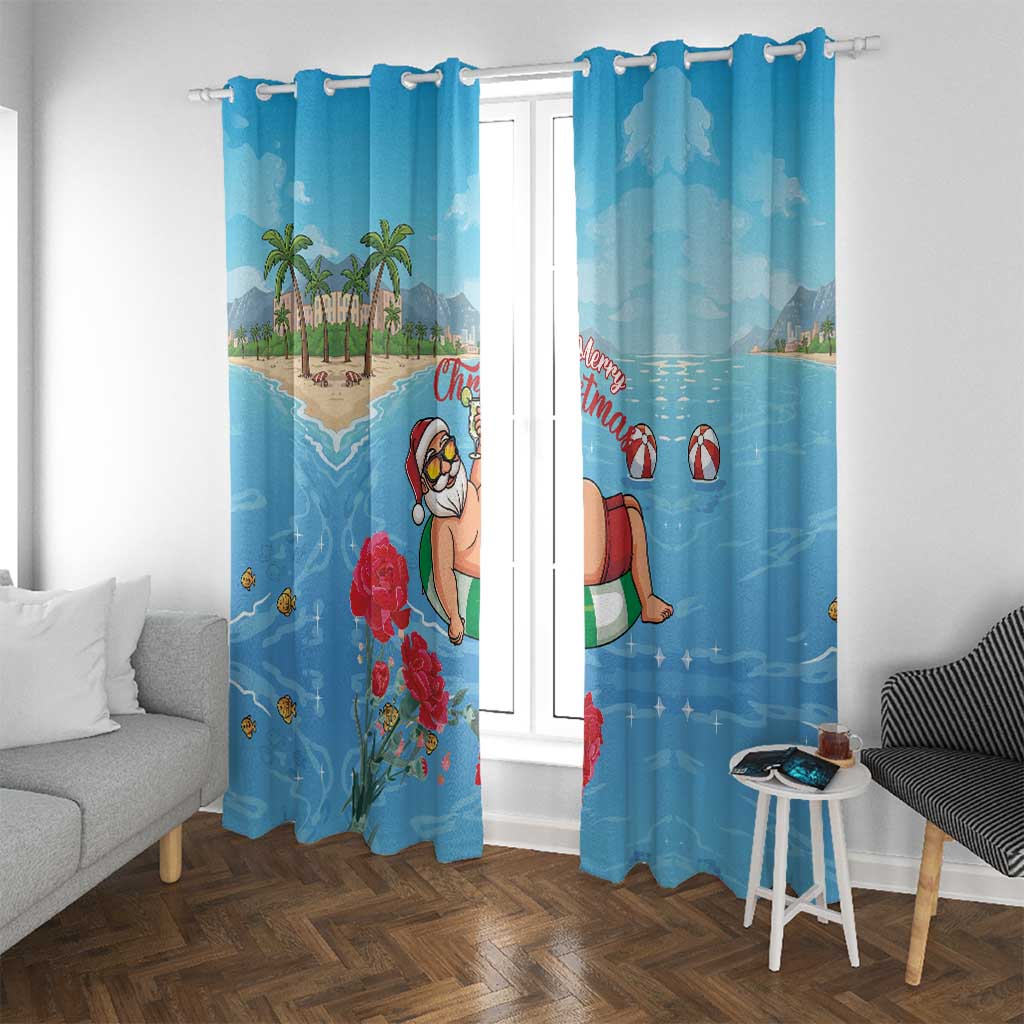 Monaco Christmas Window Curtain Swimming Santa Claus - Wonder Print Shop