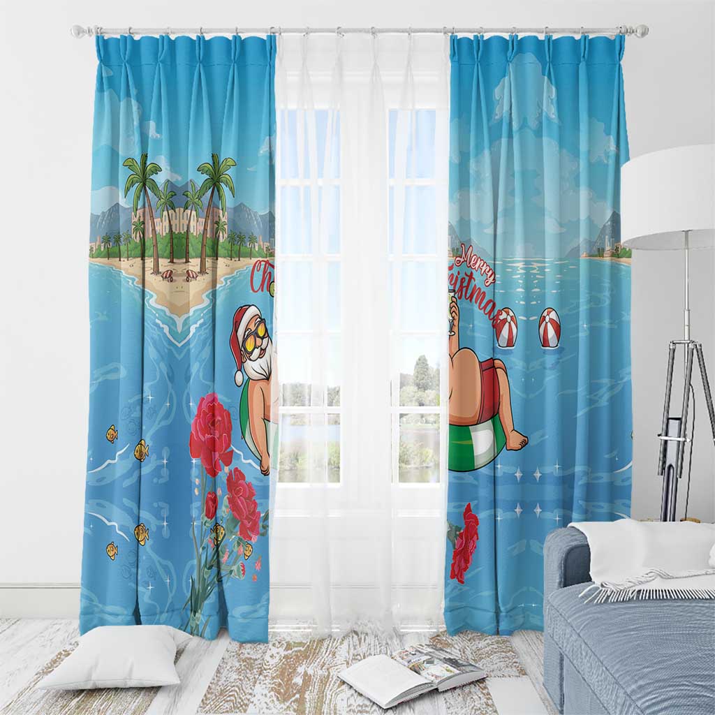 Monaco Christmas Window Curtain Swimming Santa Claus - Wonder Print Shop