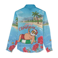 Monaco Christmas Women Casual Shirt Swimming Santa Claus - Wonder Print Shop