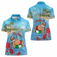 Monaco Christmas Women Polo Shirt Swimming Santa Claus - Wonder Print Shop