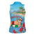 Monaco Christmas Women Sleeveless Polo Shirt Swimming Santa Claus - Wonder Print Shop