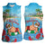 Monaco Christmas Women Sleeveless Polo Shirt Swimming Santa Claus - Wonder Print Shop