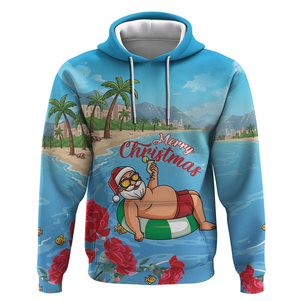 Monaco Christmas Zip Hoodie Swimming Santa Claus - Wonder Print Shop