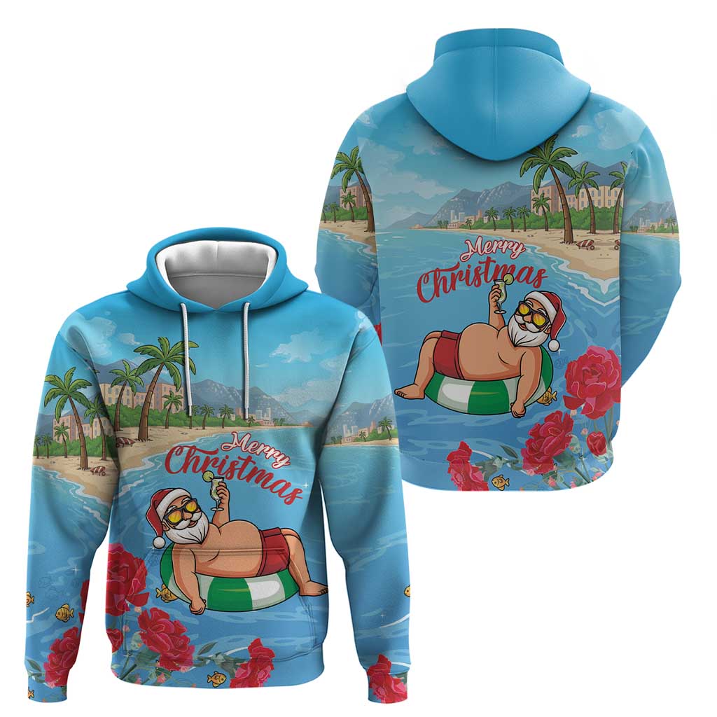 Monaco Christmas Zip Hoodie Swimming Santa Claus - Wonder Print Shop