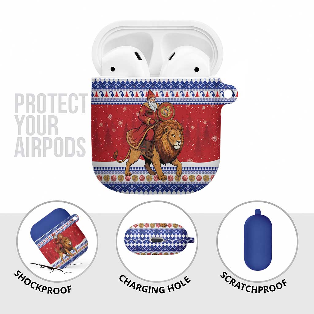 Armenia Christmas AirPods Case Santa Riding Lion - Wonder Print Shop