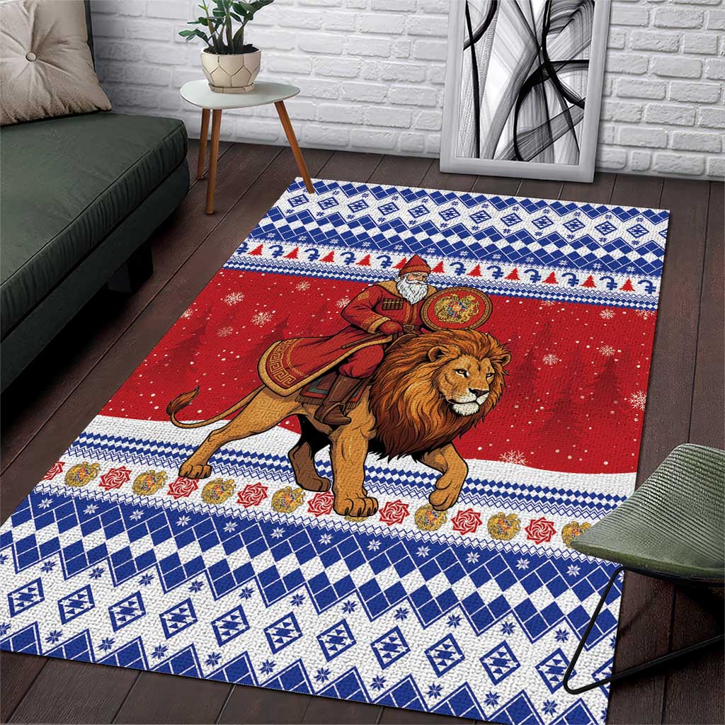 Armenia Christmas Area Rug Santa Riding Lion - Wonder Print Shop
