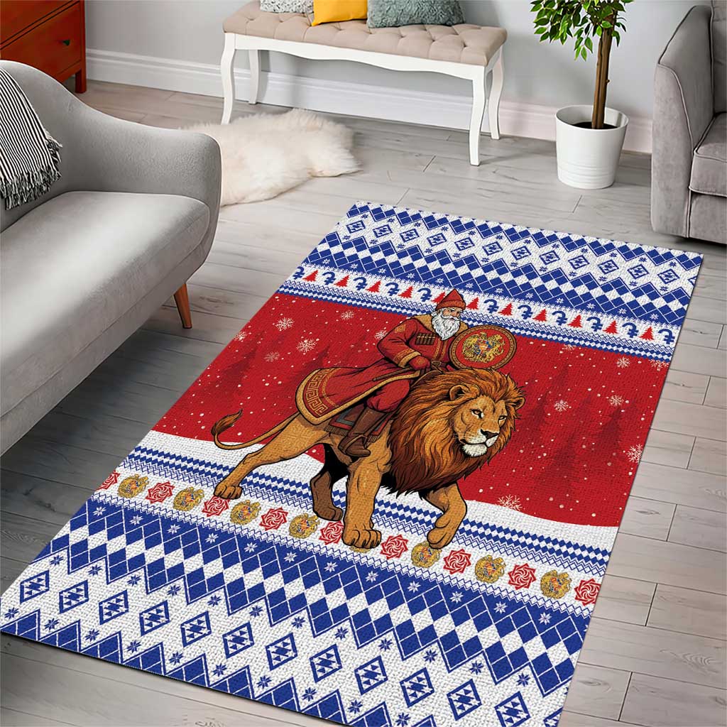 Armenia Christmas Area Rug Santa Riding Lion - Wonder Print Shop