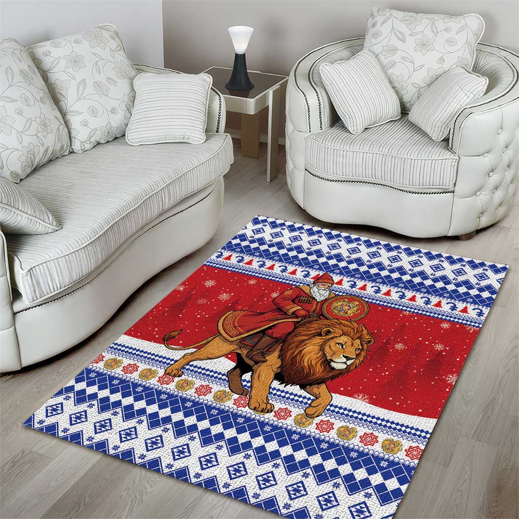 Armenia Christmas Area Rug Santa Riding Lion - Wonder Print Shop