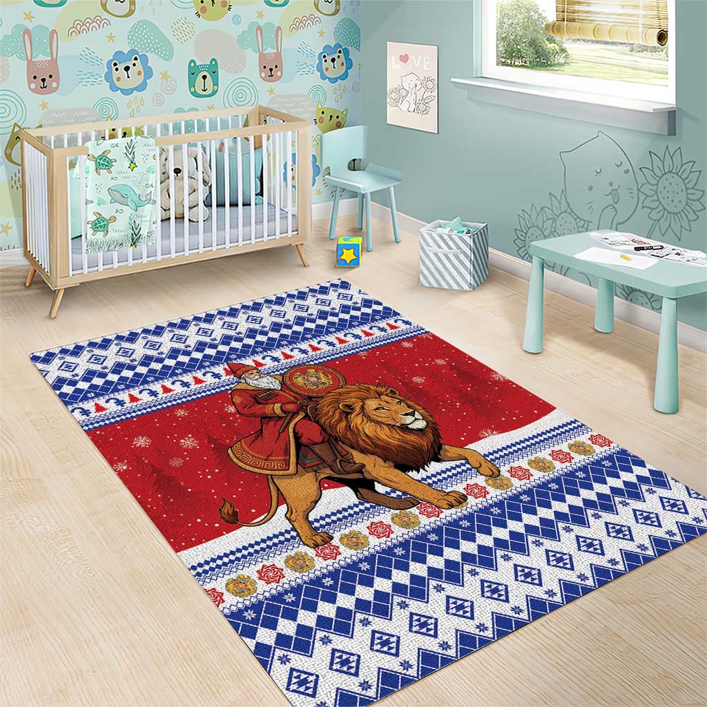 Armenia Christmas Area Rug Santa Riding Lion - Wonder Print Shop