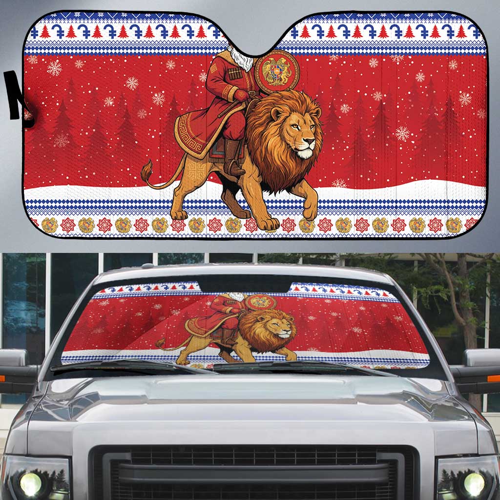 Armenia Christmas Auto Sun Shade Santa Riding Lion - Wonder Print Shop