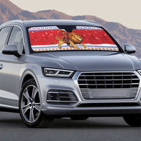 Armenia Christmas Auto Sun Shade Santa Riding Lion - Wonder Print Shop