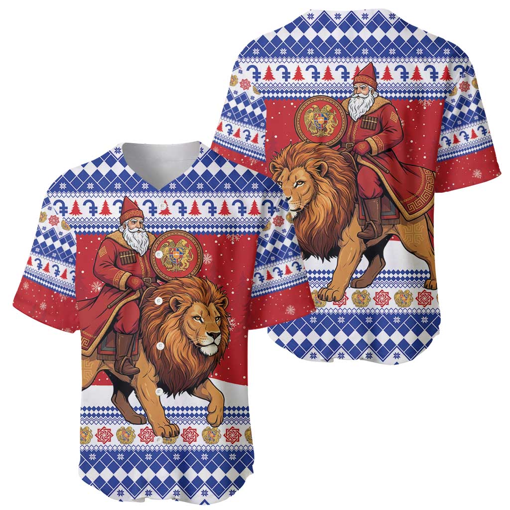 Armenia Christmas Baseball Jersey Santa Riding Lion - Wonder Print Shop