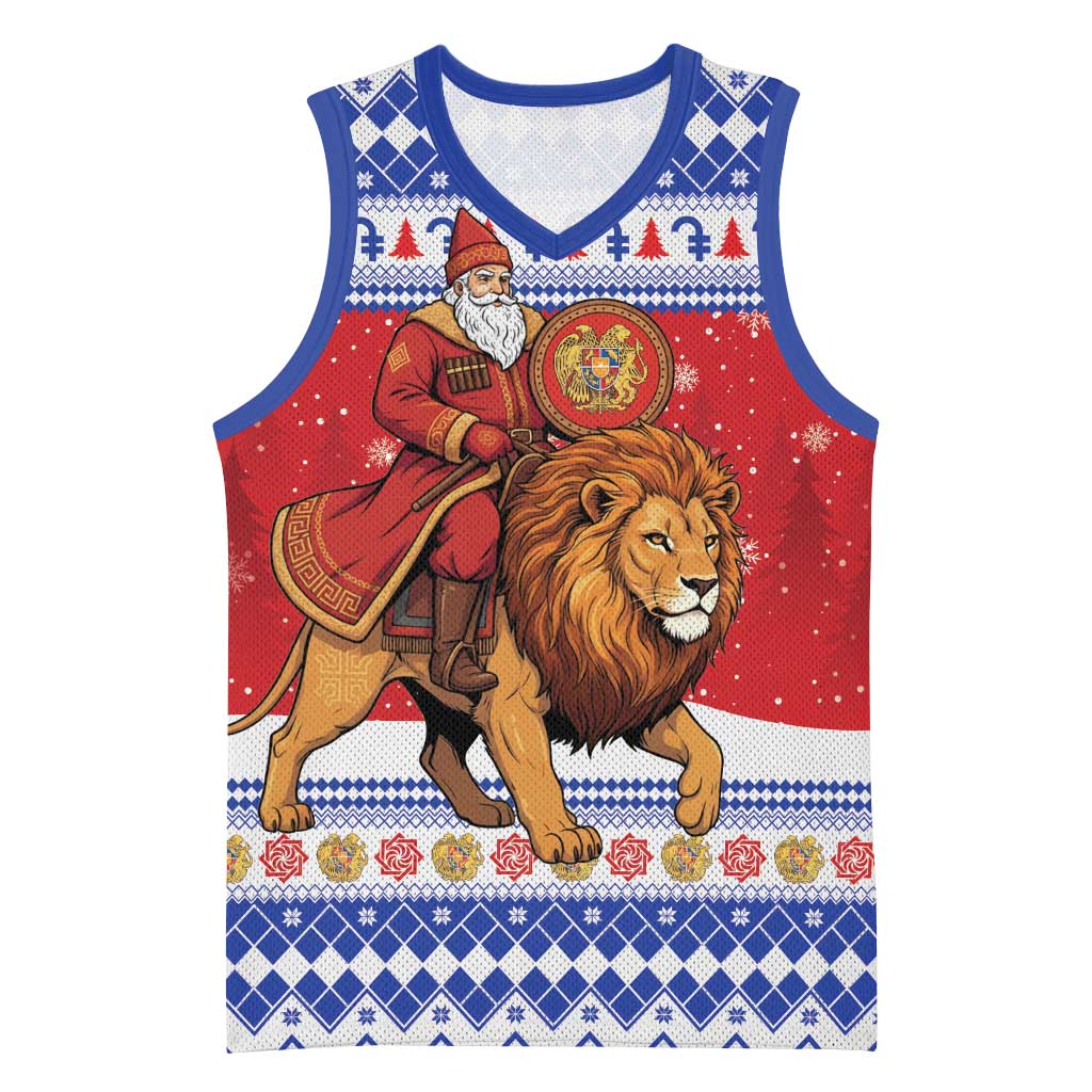 Armenia Christmas Basketball Jersey Santa Riding Lion - Wonder Print Shop