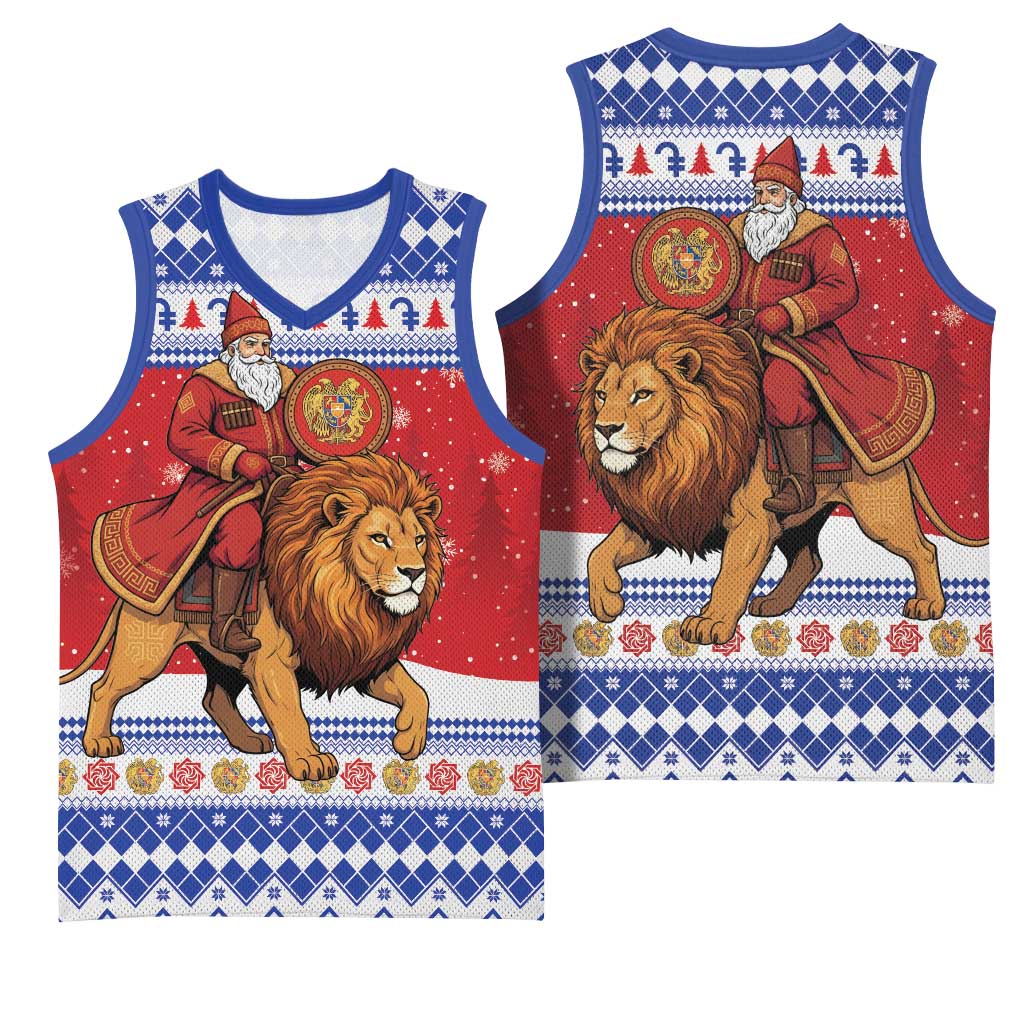 Armenia Christmas Basketball Jersey Santa Riding Lion - Wonder Print Shop