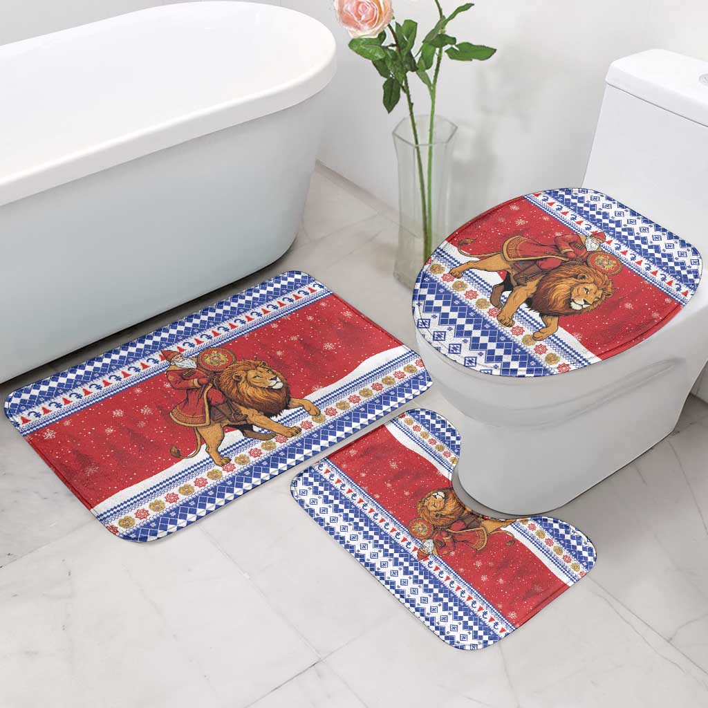 Armenia Christmas Bathroom Set Santa Riding Lion - Wonder Print Shop