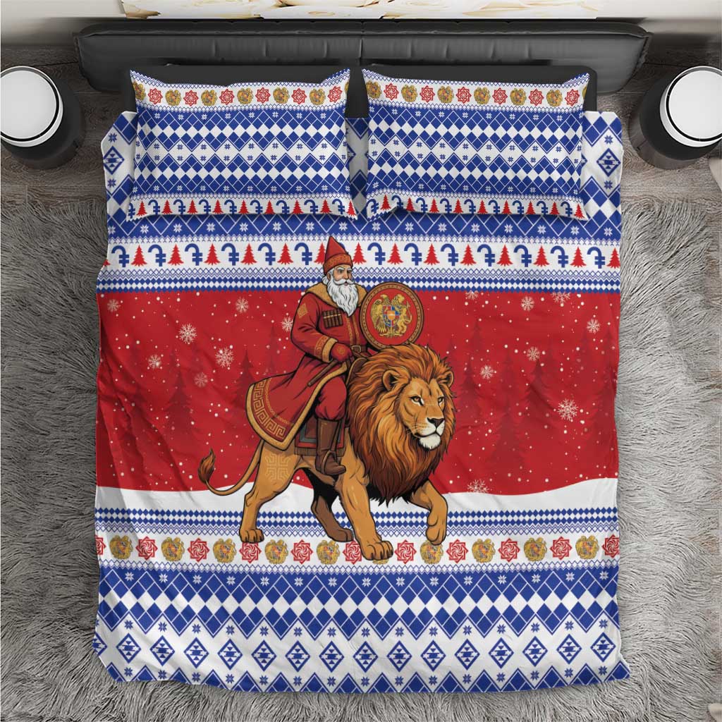 Armenia Christmas Bedding Set Santa Riding Lion - Wonder Print Shop
