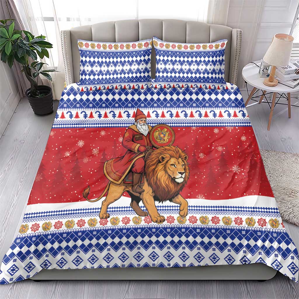 Armenia Christmas Bedding Set Santa Riding Lion - Wonder Print Shop
