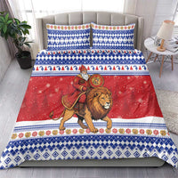 Armenia Christmas Bedding Set Santa Riding Lion - Wonder Print Shop