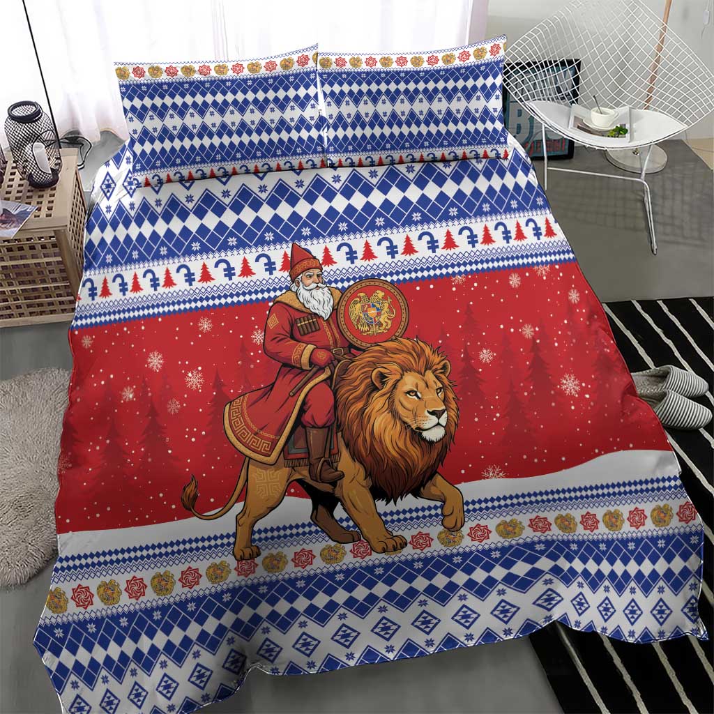 Armenia Christmas Bedding Set Santa Riding Lion - Wonder Print Shop