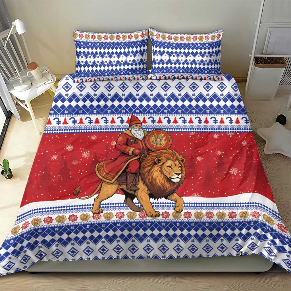 Armenia Christmas Bedding Set Santa Riding Lion - Wonder Print Shop