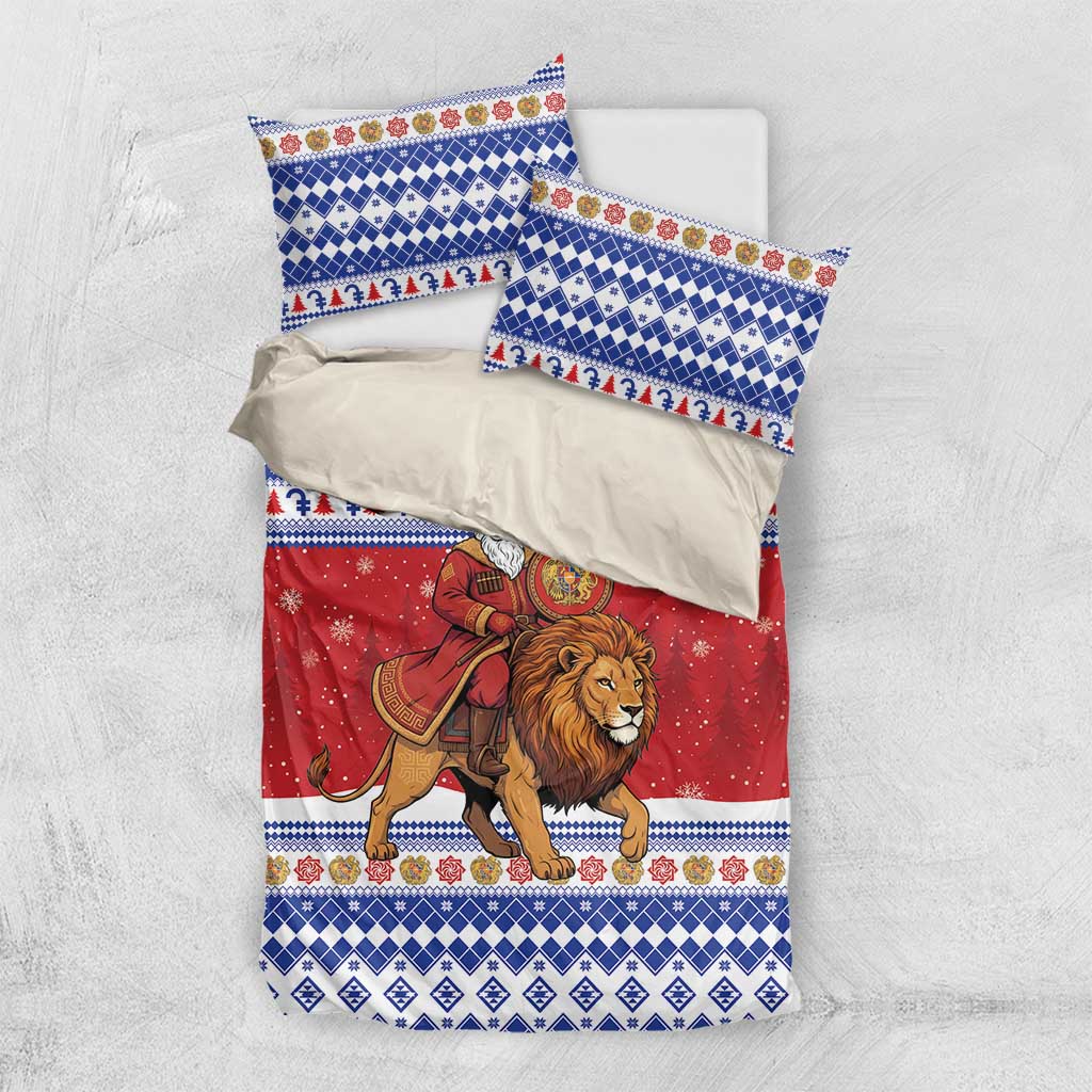 Armenia Christmas Bedding Set Santa Riding Lion - Wonder Print Shop
